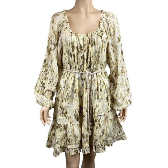 Sam Edelman Rainey Ruffle Mini Dress Size Medium Boho Puff Sleeve - Picture 2 of 9